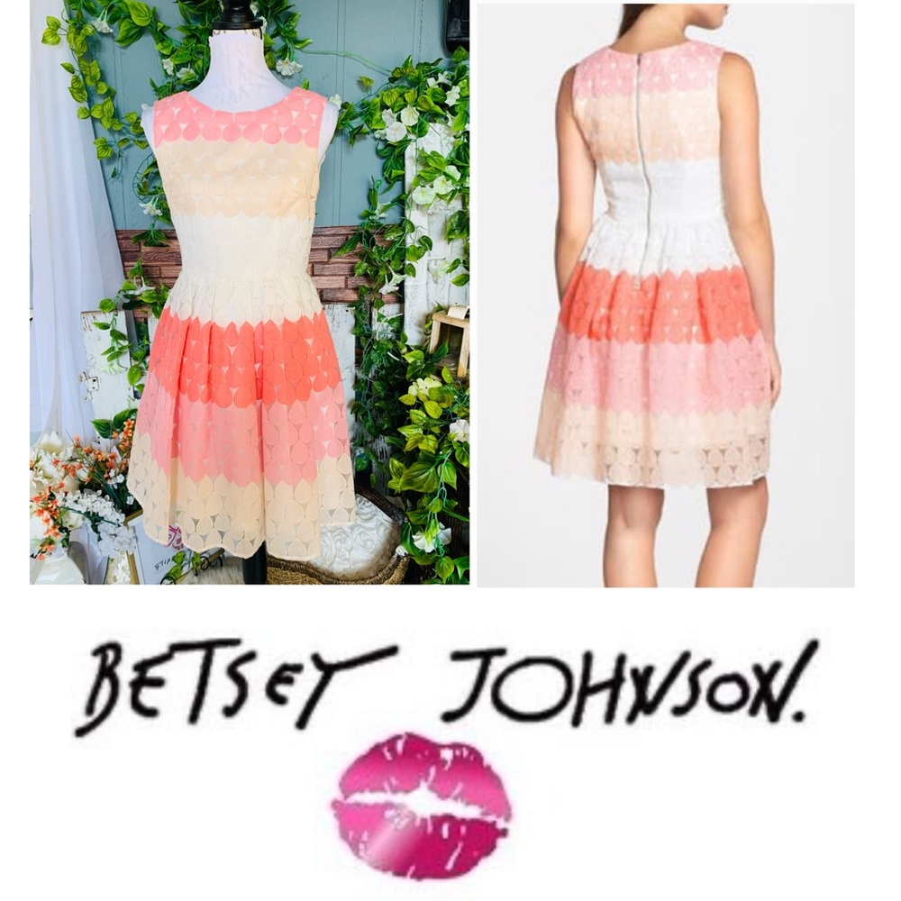 Rare: Betsy Johnson Ombré Pink Block Lace Overlay